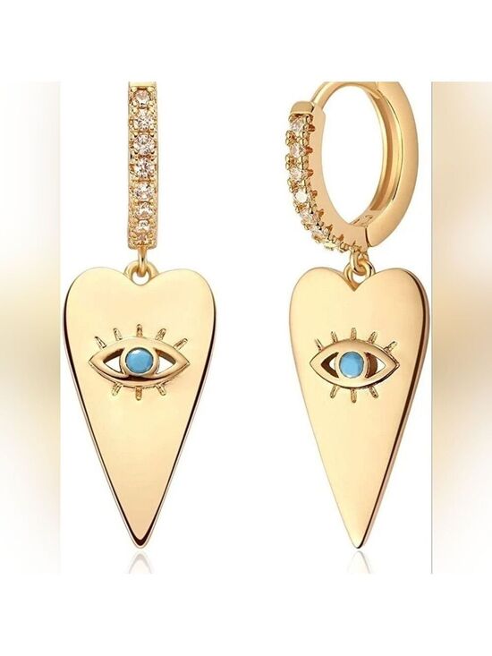Jewelry - Sterling Silver Evil Eye Dangle Earrings